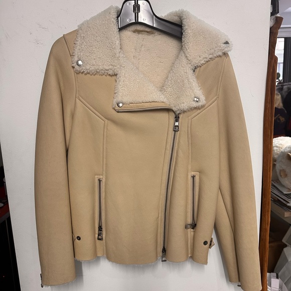 Real Curly Shearling Moto Jacket (beige) - Picture 9 of 9